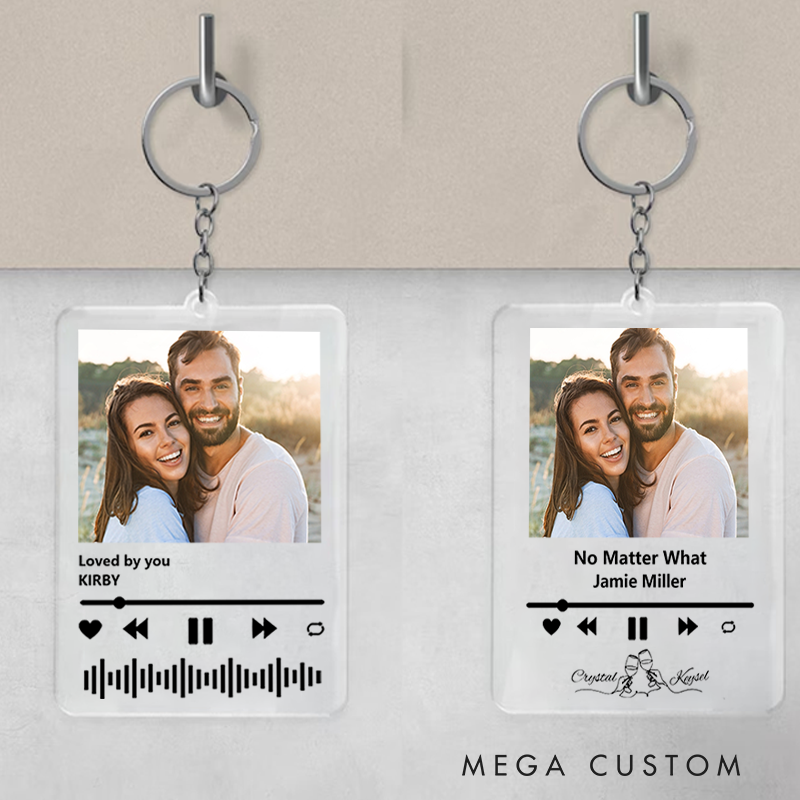 Personalized Keychain and Your Photo and Your Song and Uniquely Yours and Personalized Scannable Music Keychain