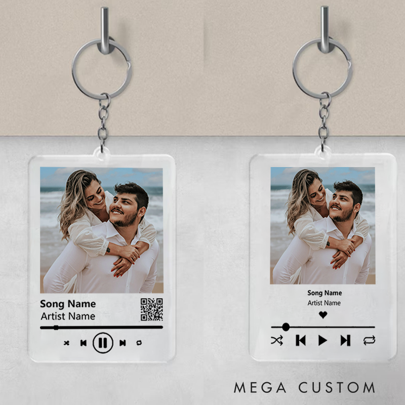 Personalized Photo Keychain and Custom Song Plaque Keychain and Music Acrylic Plaque