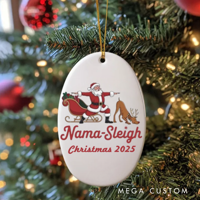 Personalized Christmas Ornament with Funny Nama-Sleigh Santa Design Christmas Ornament Gift for Yoga Lover