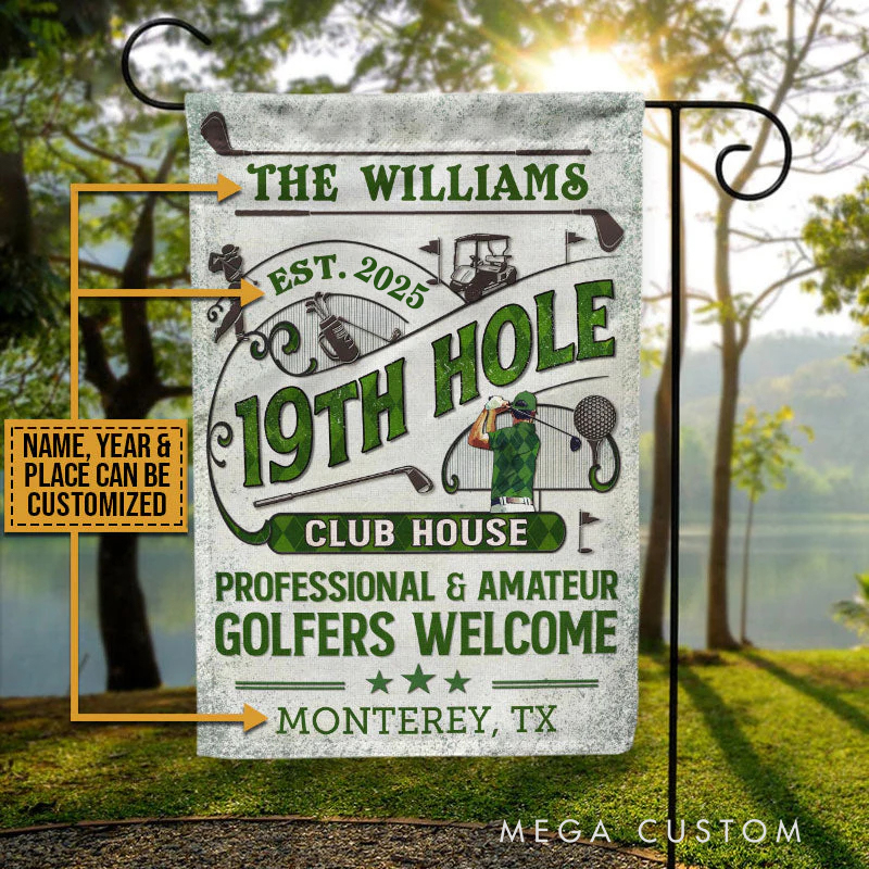 Personalized Outdoor Golf Flag with Customizable Name Year and Place  