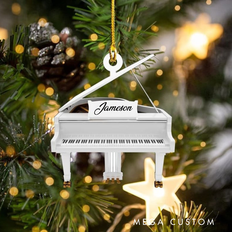 Personalized Piano Christmas Ornament and Music Christmas Flat Ornament and Piano Lovers Acrylic Ornament and Musician Gift
