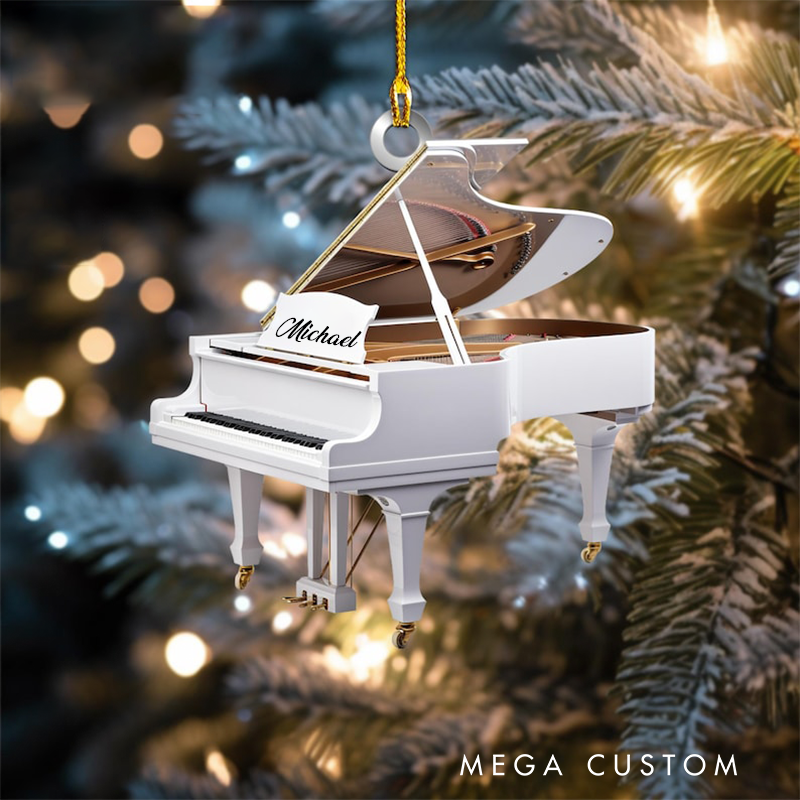 Personalized Name Piano Christmas Ornament and Christmas Tree Hanging Decor and Music Lover Gift