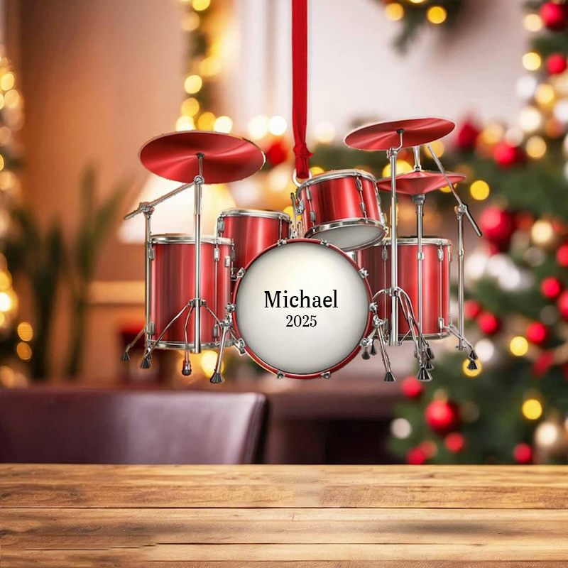 Personalized Name Drum Ornament and Christmas Gifts for Drummer and Ornaments Gift for Drum Lovers