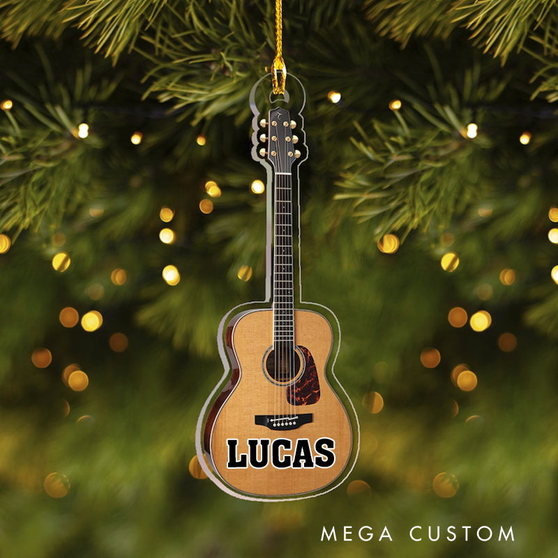 Personalized Name Guitar Ornament and Christmas Gift for Guitar Team and Tree Decor and Guitar Christmas Ornament