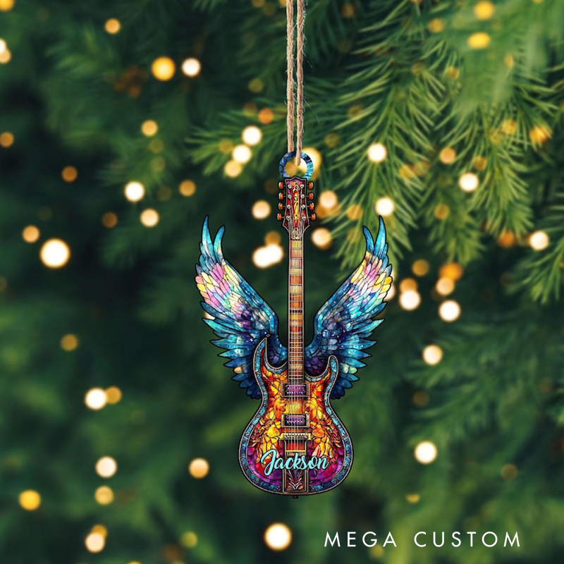 Personalized Electric Guitar Ornament and Guitar Christmas Ornament and Ghita Xmas Decor and Christmas Gift for Music Lovers