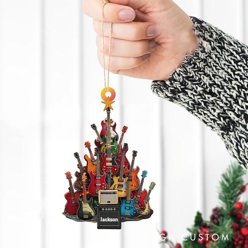 Personalized Electric Guitar Ornament and Guitar Christmas Ornament and Guitar Xmas Decor and Christmas Gift for Music Lovers