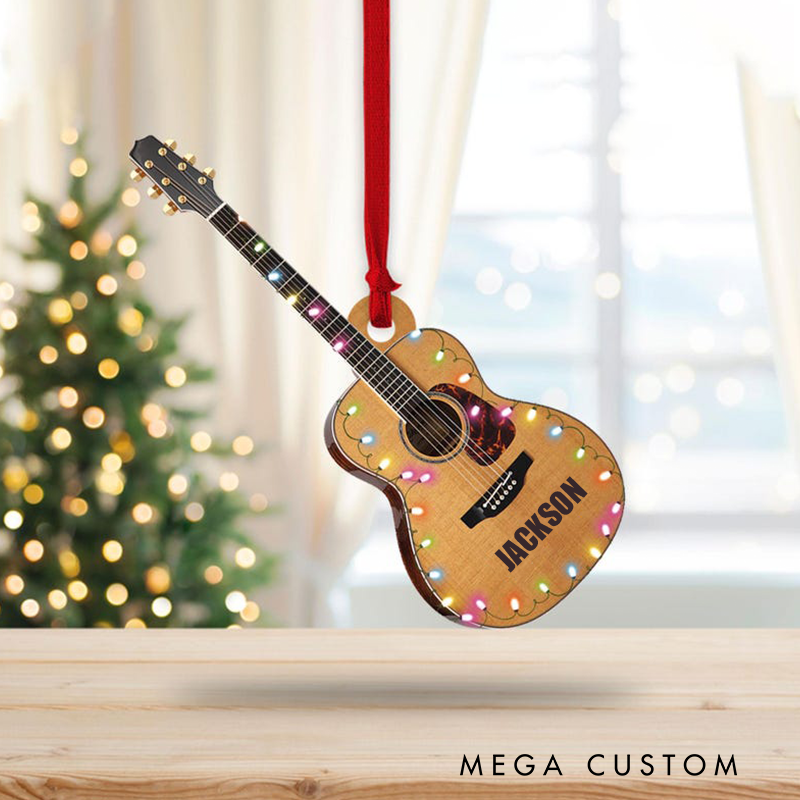 Personalized Guitar Ornament and Guitar Christmas Ornament and Guitar Xmas Decor and Christmas Gift for Music Lovers