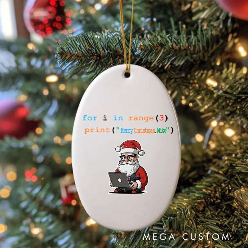 Personalized Code like Santa Christmas Ornament Computer Programmer Technology Lovers Christmas Ornament Gift for Geek Nerd