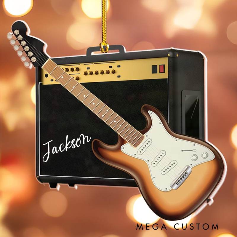 Personalized Guitar Christmas Ornament and Personalized Guitar Ornament and Guitar Lover Gifts and Guitar Ornament and Gift for Guitar Players
