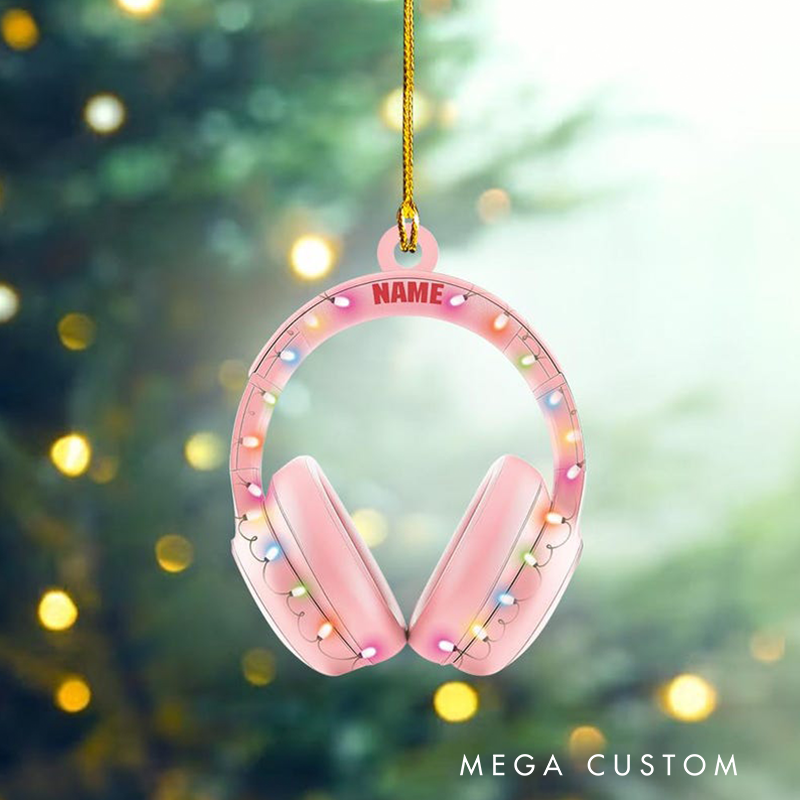 Personalized Gaming Headphone Ornament and Headphone Christmas Ornament Gift and Studio Headphone Ornament and Radio Headphone Ornament
