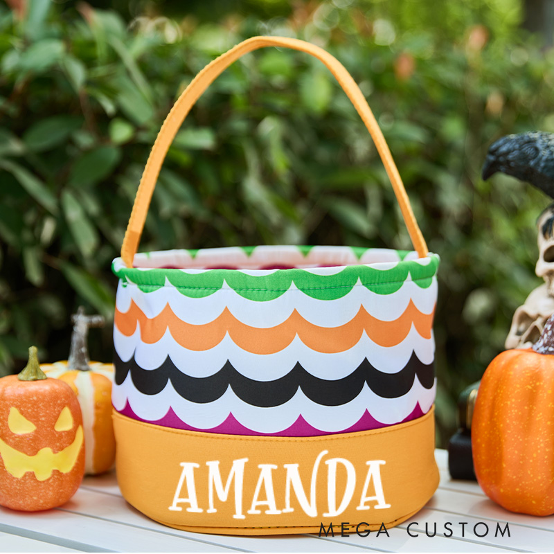 Personalized Trick or Treat Buckets with Name Halloween Bucket Gift for Boy Girl