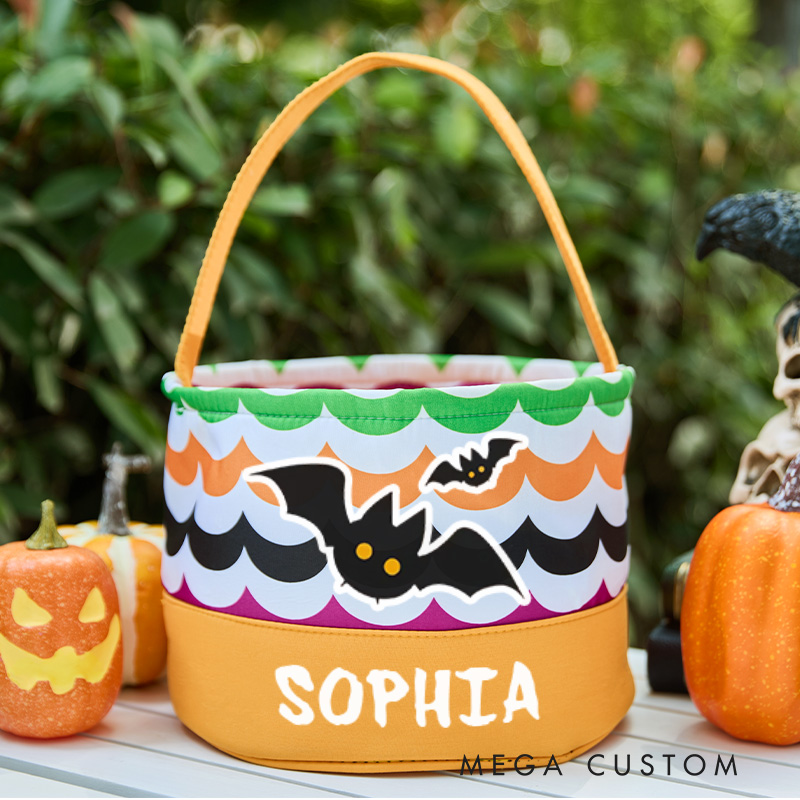 Personalized Kids Halloween Basket Candy Bag Halloween Gift for Boy Girl