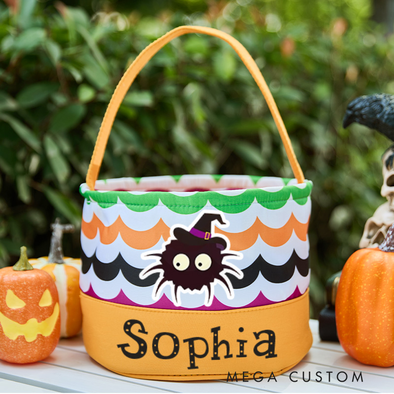 Personalized Halloween Trick or Treat Halloween Bucket Candy Tote Bag Halloween Gift for Kids