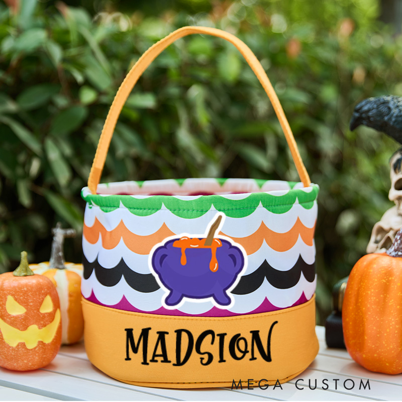 Personalized Kids Halloween Candy Basket with Name Halloween Gift
