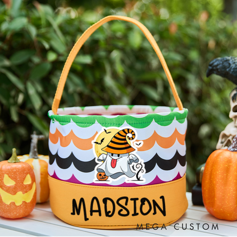 Personalized Trick or Treat Halloween Bag Basket Bucket Tote Kid’s Gift for Boy or Girl