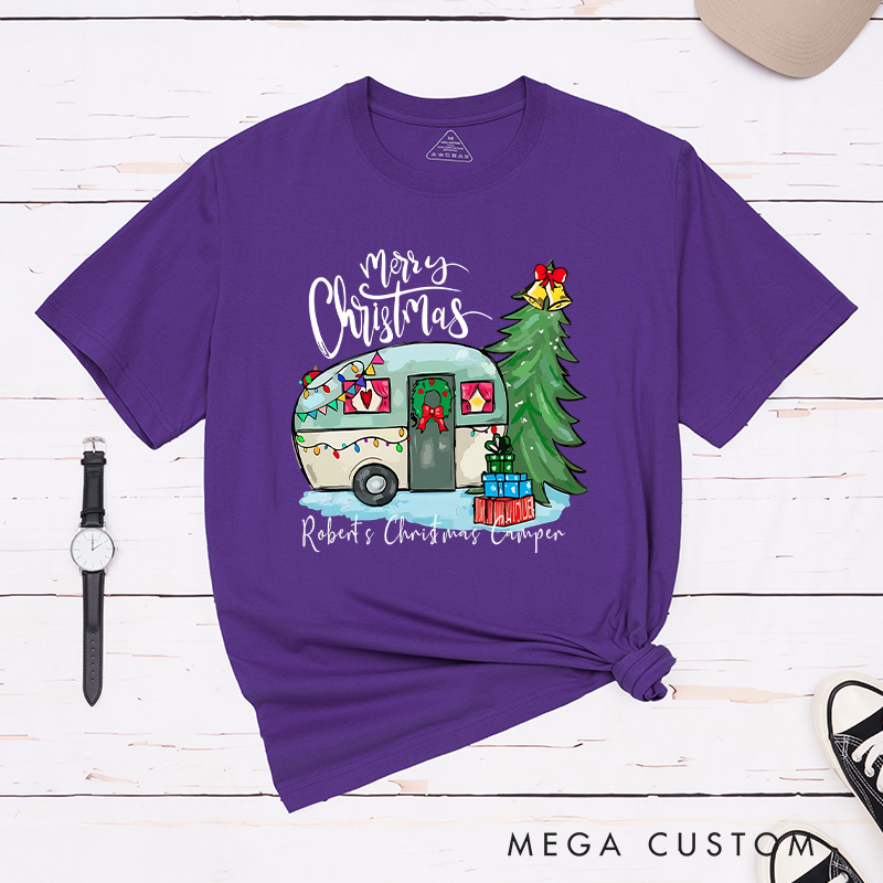 Personalized Camper Christmas T-Shirt Hiking Outdoors Lover Shirt Christmas Gift