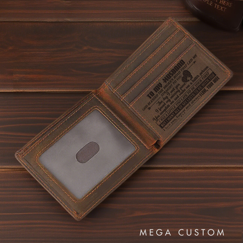 Personalized God Blessed the Broken Road Leather Bifold Wallet with Name Multi Pocket Christian Baptism Birthday Gift for Christians 