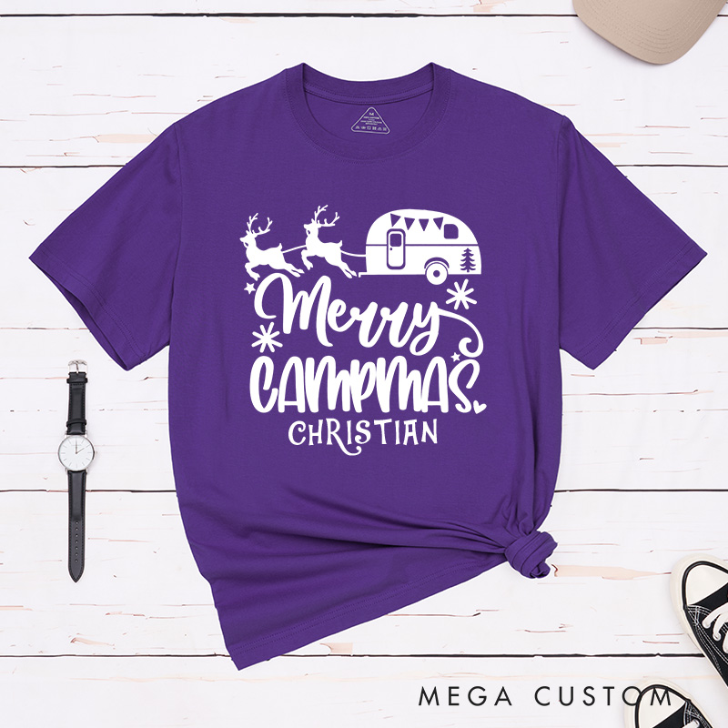 Personalized Merry Campmas T-Shirt Camping Christmas Shirt Gift for Hiking Outdoors Lover