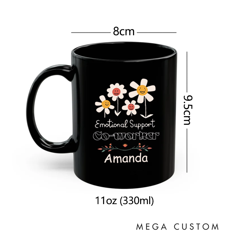 Personalized Office Worker Mug Gift Emotional Support Coworkers with Four Smiling Flowers Mug Appreciation Gift for Coworkers