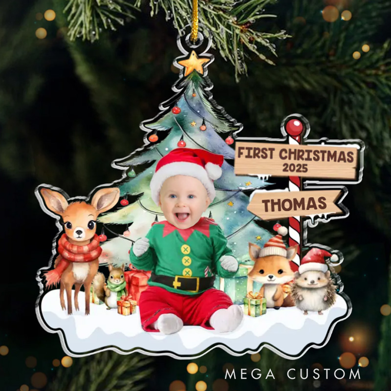Personalized Photo Under The Mistletoe With My Little Bundle Of Joy Christmas Gift for Baby