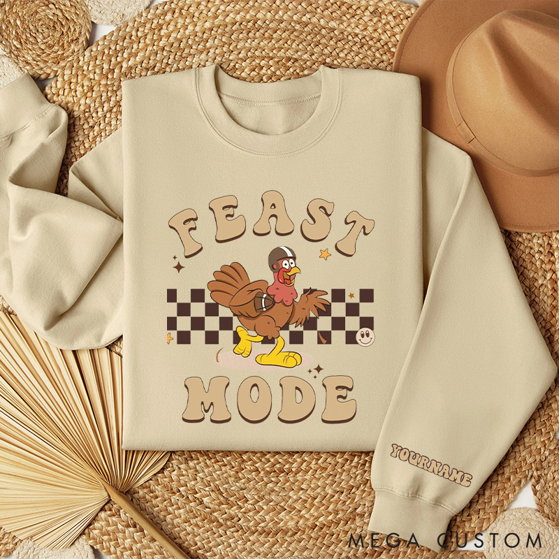 Personalized Thanksgiving American Football Turkey Sweatshirt with Custom Name, Thanksgiving Fun Awaits