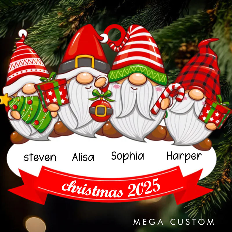 Personalized Gnomes Ornament Family Christmas Ornaments and Personalized Gnome Ornament for Christmas Tree Decor