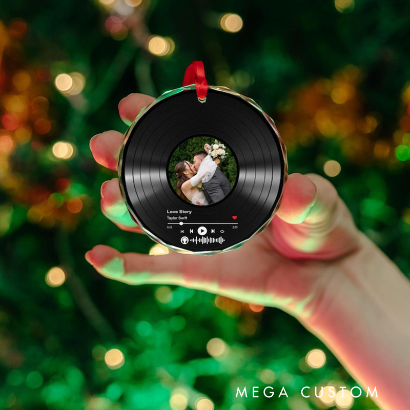 Personalized Song Photo Ornament and Couple Song Ornament Personalized Album Cover Music Plaque Acrylic Record Plaque Music Gift