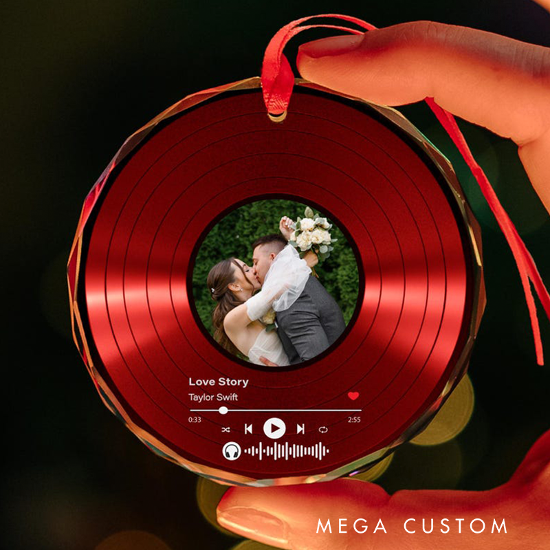Personalized Song Photo Ornament and Couple Song Ornament Personalized Album Cover Music Plaque Acrylic Record Plaque Music Gift