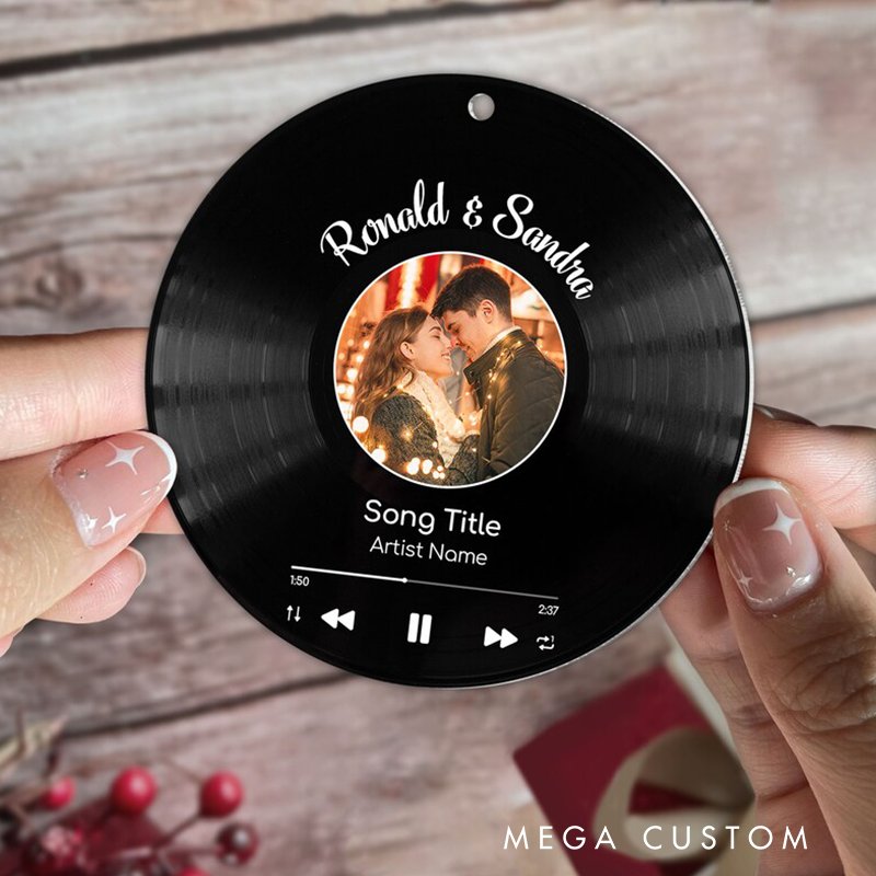 Personalized Couple Photo Ornament and Song Photo Ornament Personalized Album Cover Music Plaque Acrylic Record Plaque Music Gift