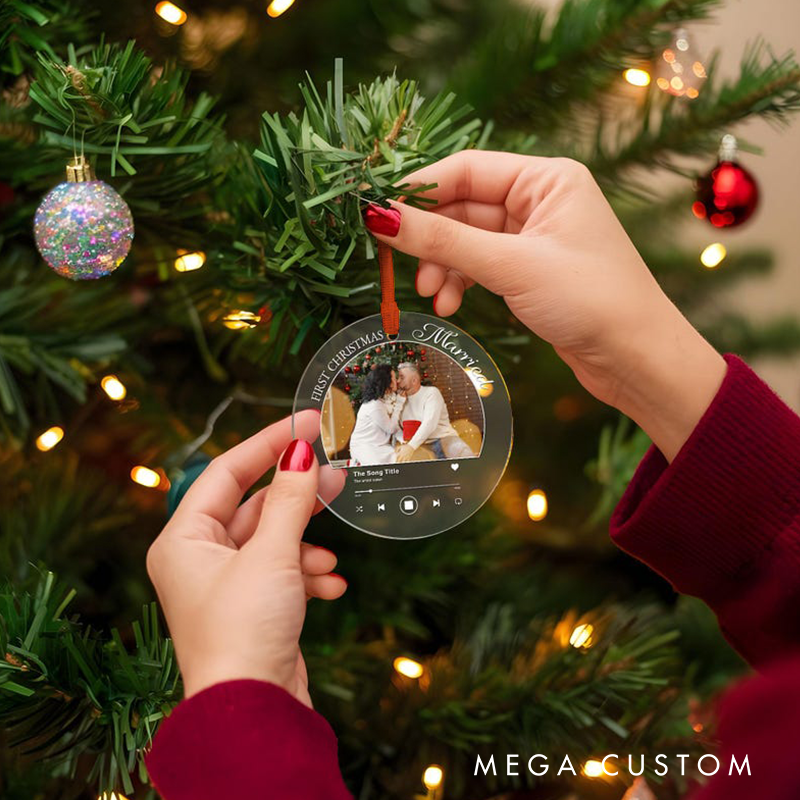 Personalized Couple Photo and Song Ornament Personalized Album Cover Music Plaque Acrylic Record Plaque Music Gift