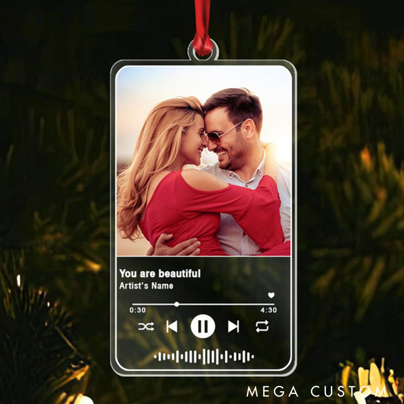 Personalized Song Photo Ornament Custom Song Name Christmas Couple Ornament and Custom Photo Couple Ornament and Love Song Ornament