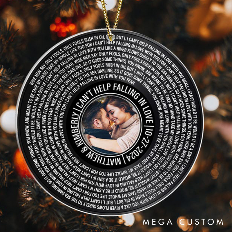 Personalized Song Photo Ornament and Couple Vinyl Record Christmas Ornament and Personalized Couple Photo Ornament
