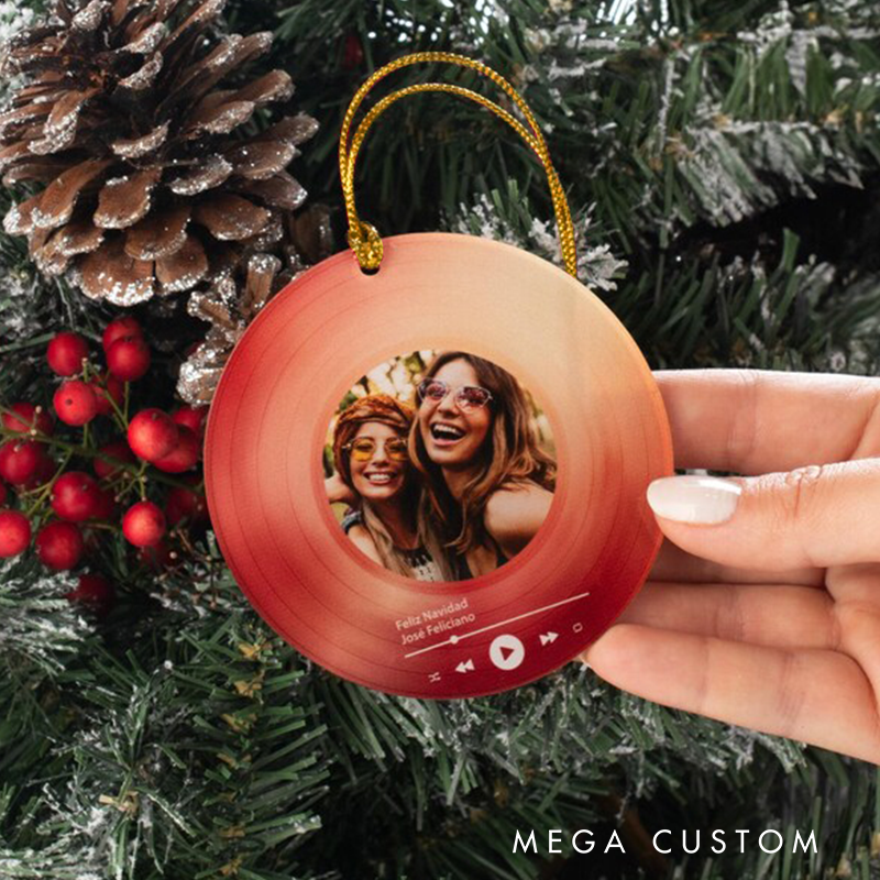 Personalized Song Photo Ornament and Couple Song Ornament and Vinyl Record Photo Ornament and Couple Song Photo Ornament Couples Gifts