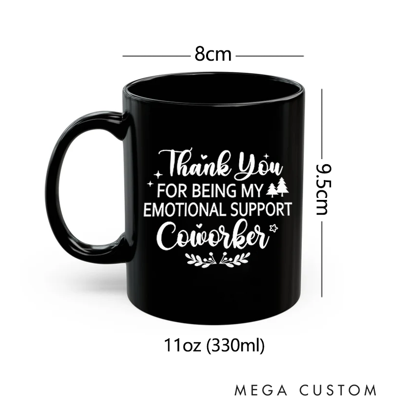 Personalized Office Worker Mug Gift Thank You for Being My Emotional Support Coworker with Christmas Elements Mug Appreciation Gift for Coworkers