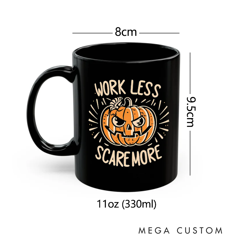 Personalized Office Worker Mug Gift Work Less Scare More with Halloween Pumpkin Lantern Mug Gift for Coworkers