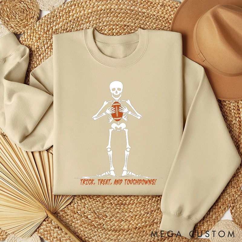 Personalized American Football Sweatshirt with Custom Text for Spooky Season Meets Game Day