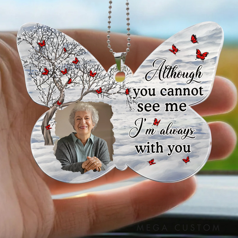 Personalized Photo Car Ornament Rear View Mirror Accessory Sympathy Gift For Loss of Loved One Your Wings Were Ready But My Heart Was Not 