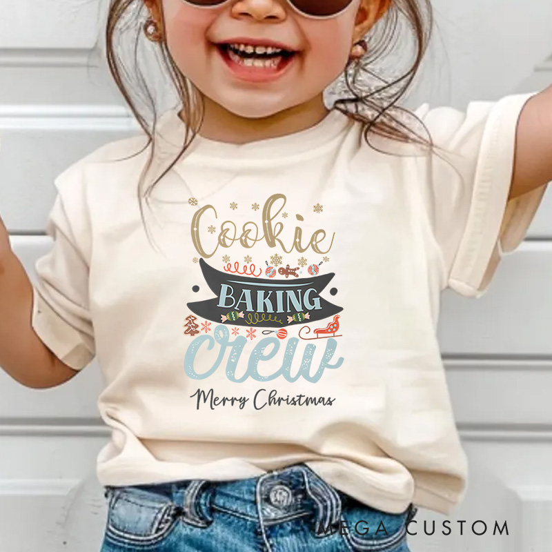 Personalized Cookie Baking Crew Christmas Holiday Kids T-Shirt