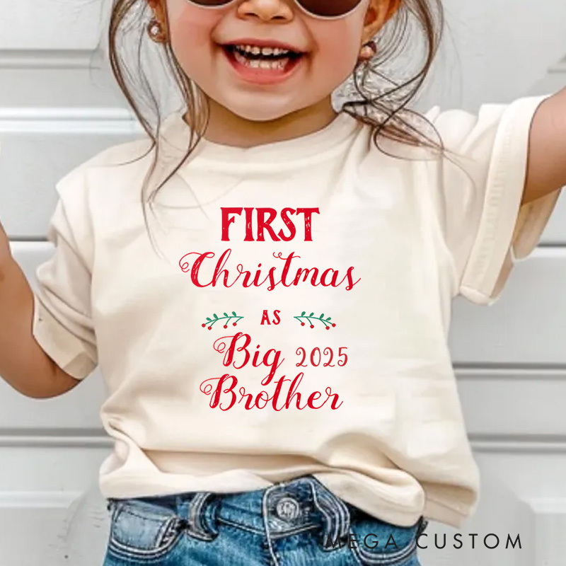 Personalized First Christmas as Big Brother Kids Matching T-Shirt