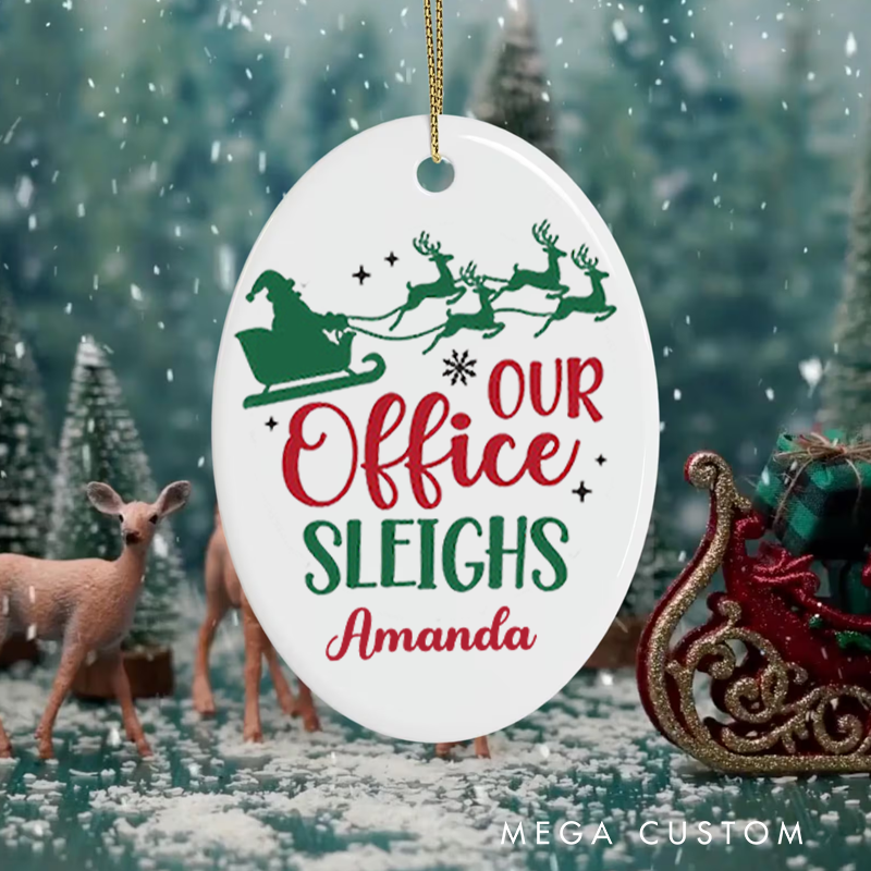 Personalized Office Worker Christmas Ornament Our Office Sleighs with Christmas Elements Ornament Appreciation Gift for Coworkers