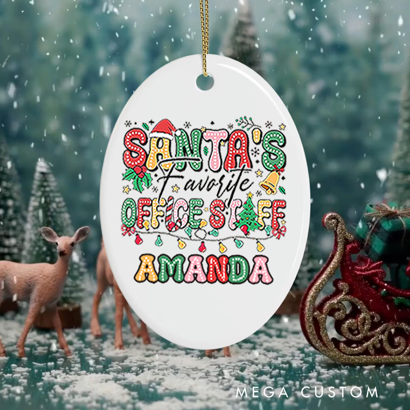 Personalized Office Worker Christmas Ornament Santa's Office Staff with Christmas Elements Ornament Appreciation Gift for Coworkers