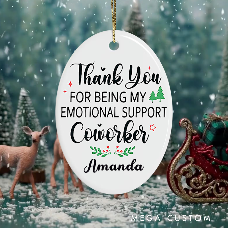 Personalized Office Worker Christmas Ornament Thank You for Being My Emotional Support Coworker Ornament Appreciation Gift for Coworkers