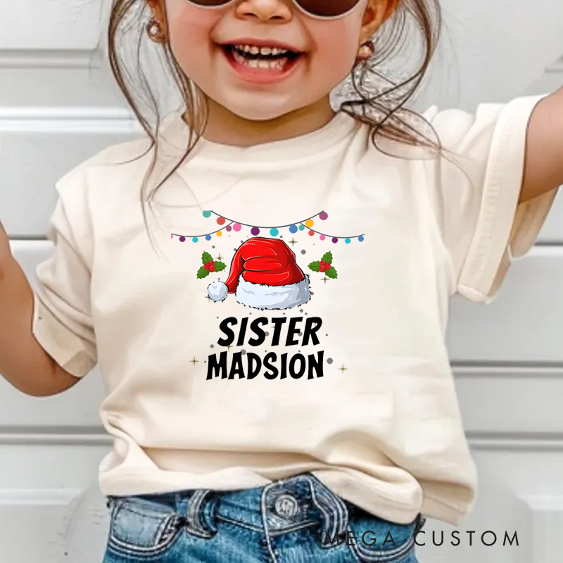 Personalized Cute Funny Santa Hat Christmas Kids T-Shirt Gift for Kids
