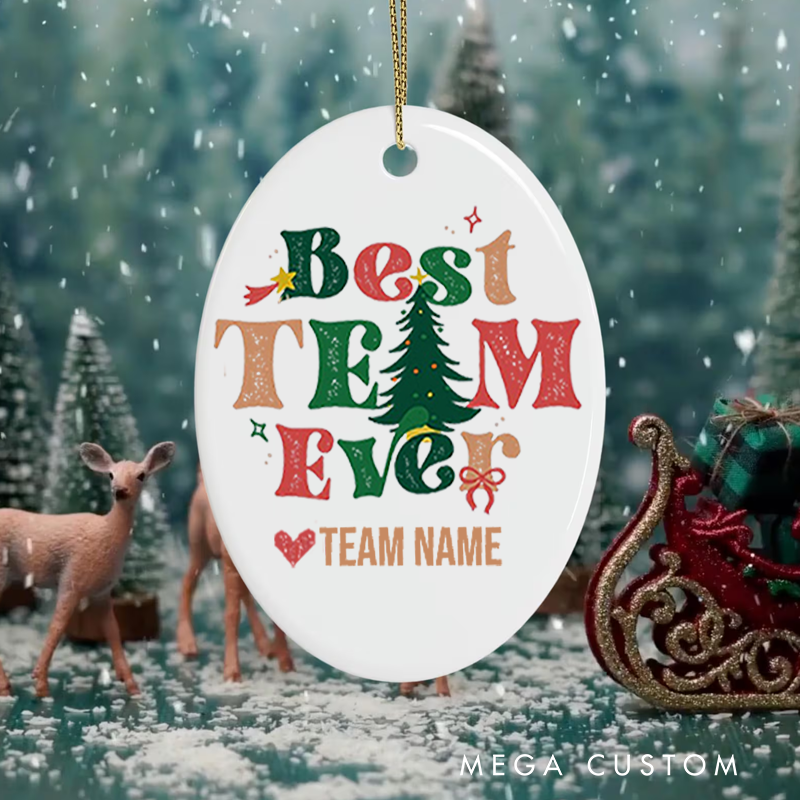 Personalized Office Worker Christmas Ornament Best Team Ever with Christmas Elements Ornament Appreciation Gift for Coworkers