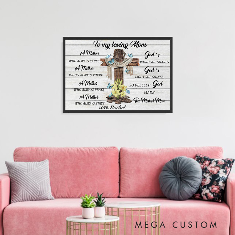 Personalized God's Word she Shares Framed Canvas Painting with Name Religious Wall Art Gift for Mother