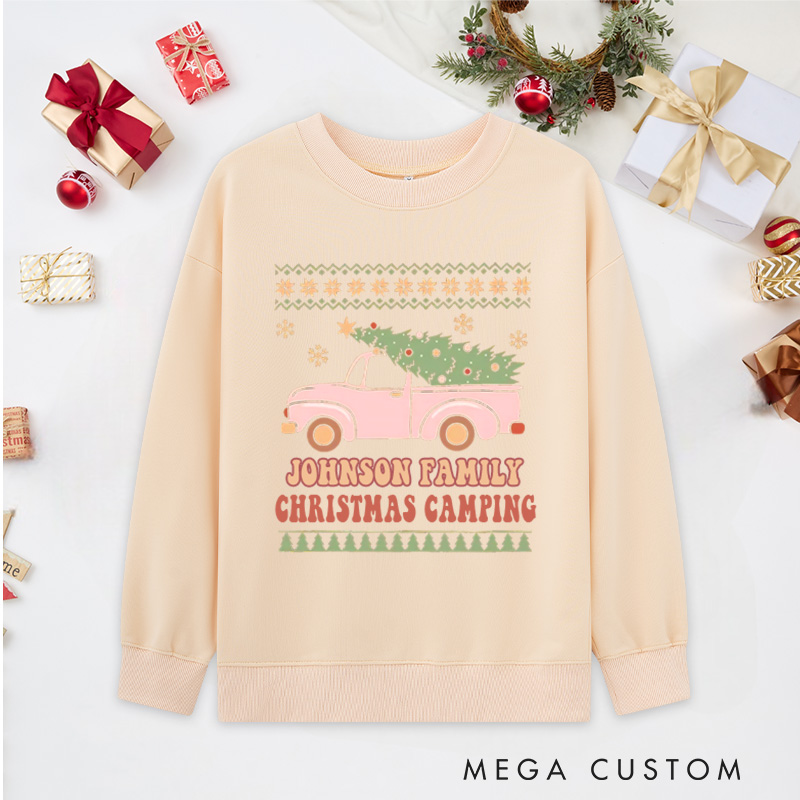 Personalized Family Christmas Camping Classic Sweatshirts Outdoor Adventure Sweatshirts Christmas Gift for Hiking Lover