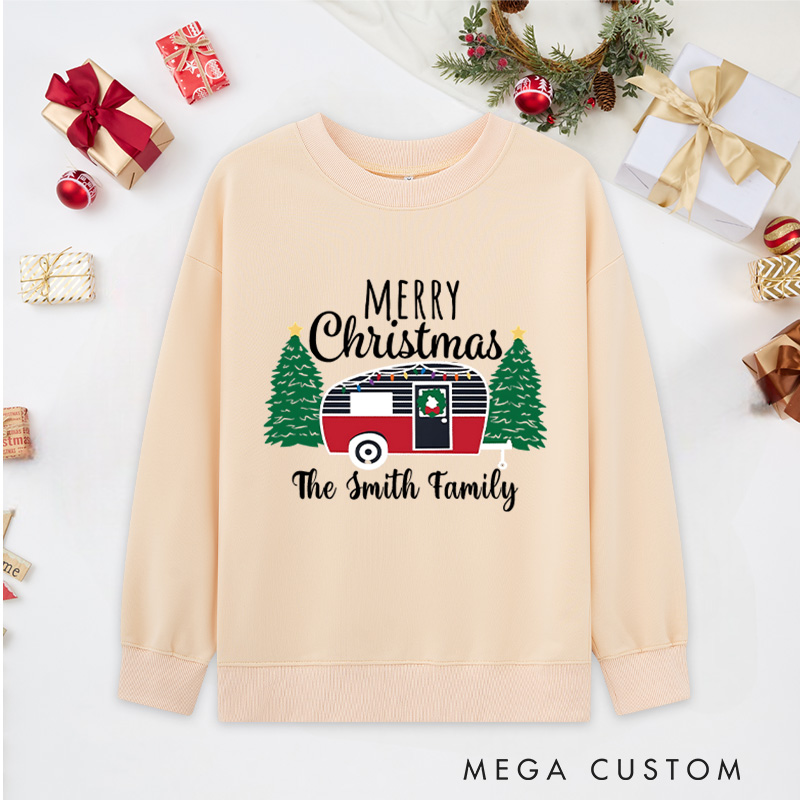 Personalized Cozy Camper Christmas Classic Sweatshirts Merry Christmas Sweatshirts Christmas Gift for Outdoors Lover