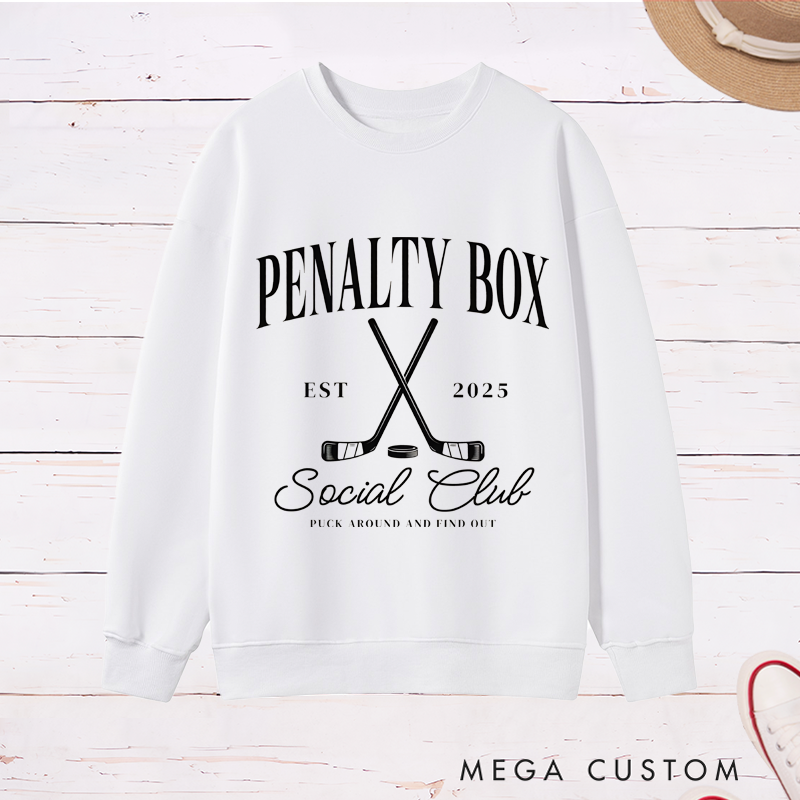 Personalized "Penalty Box Social Club" Hockey Sweatshirt with Customizable Year
