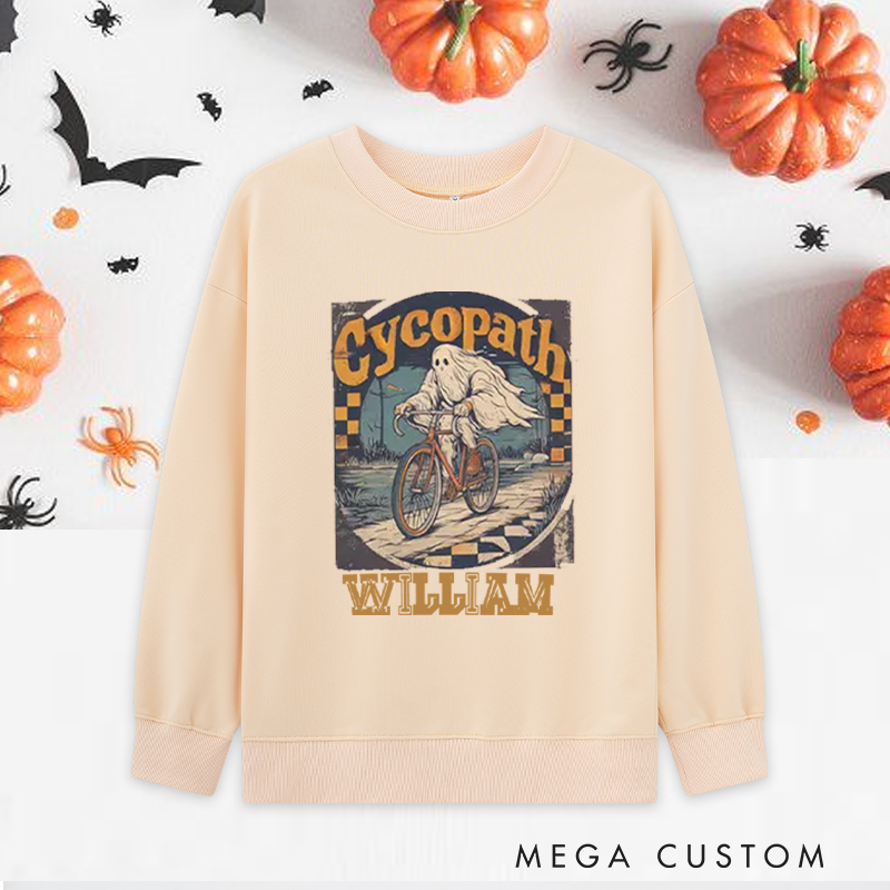Personalized Halloween Classic Sweatshirts with Vintage Ghost Cycling Theme for Fitness Enthusiasts Bodybuilders and Gym Lovers