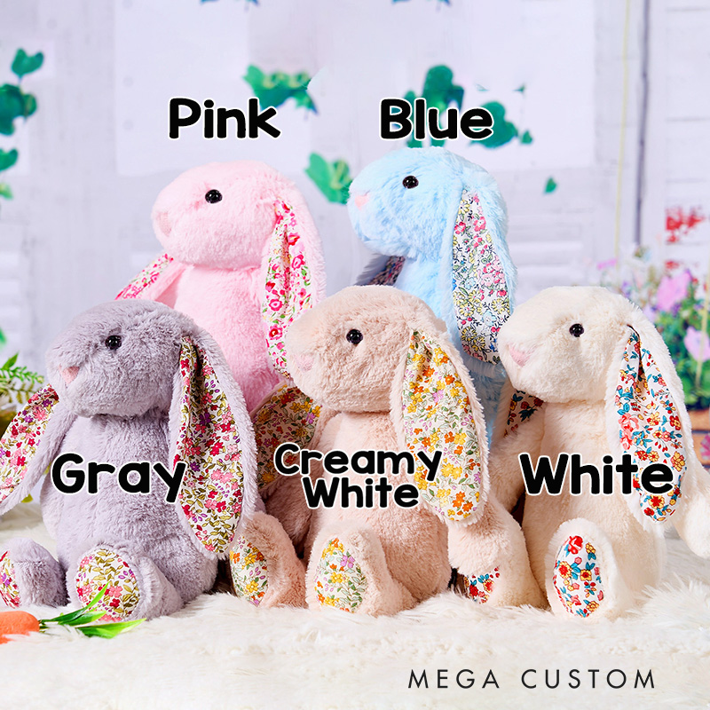 Personalized Bunny Rabbit with Name Plush Bunny Toy Easter Gift for Girls Boys